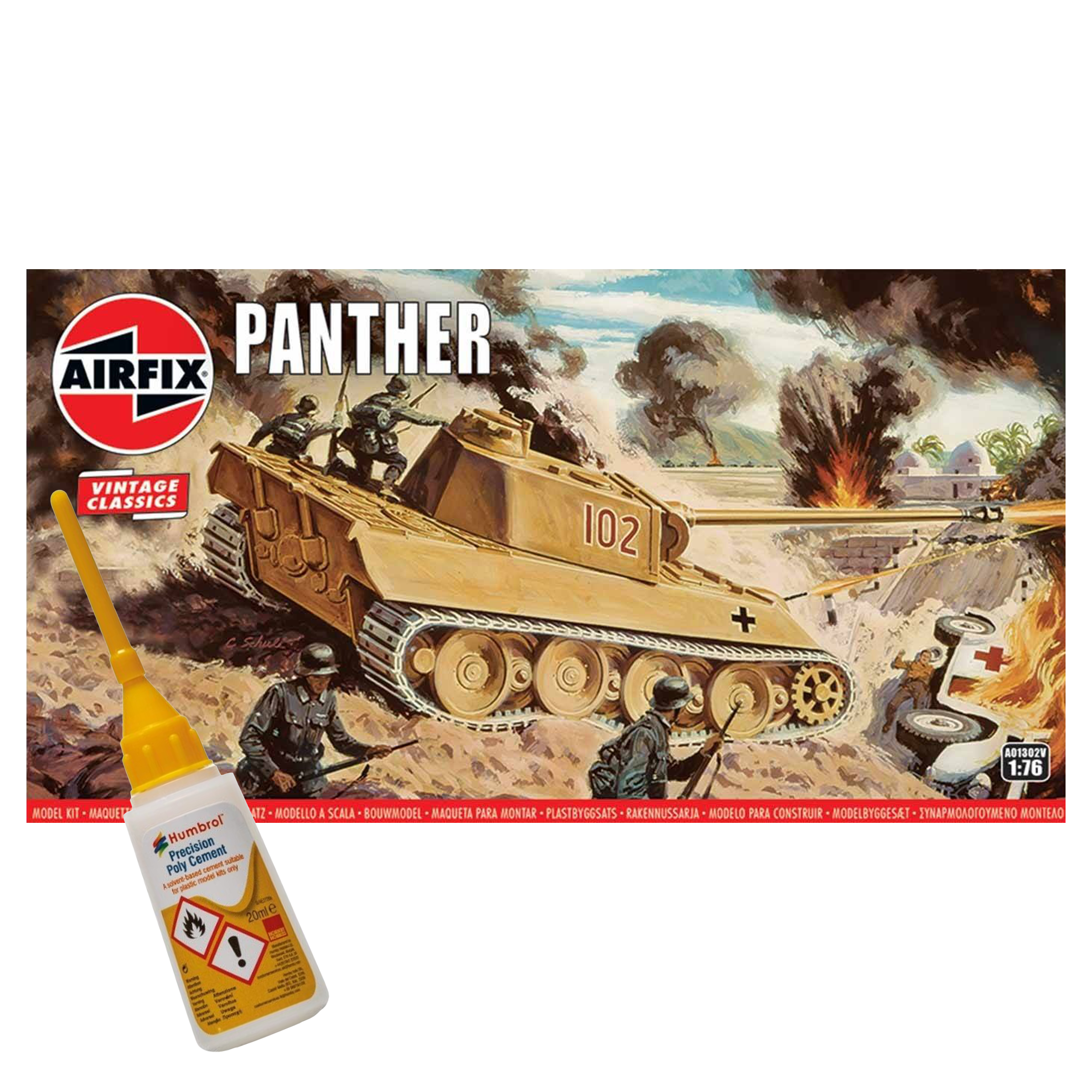 Niemiecki Czołg Pantera + Klej z Igłą Humbrol w skali 1:76 Airfix