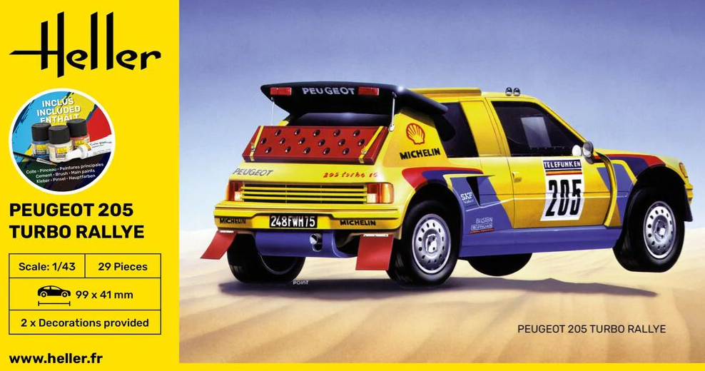 Peugeot 205 Turbo Rallye zestaw z farbami